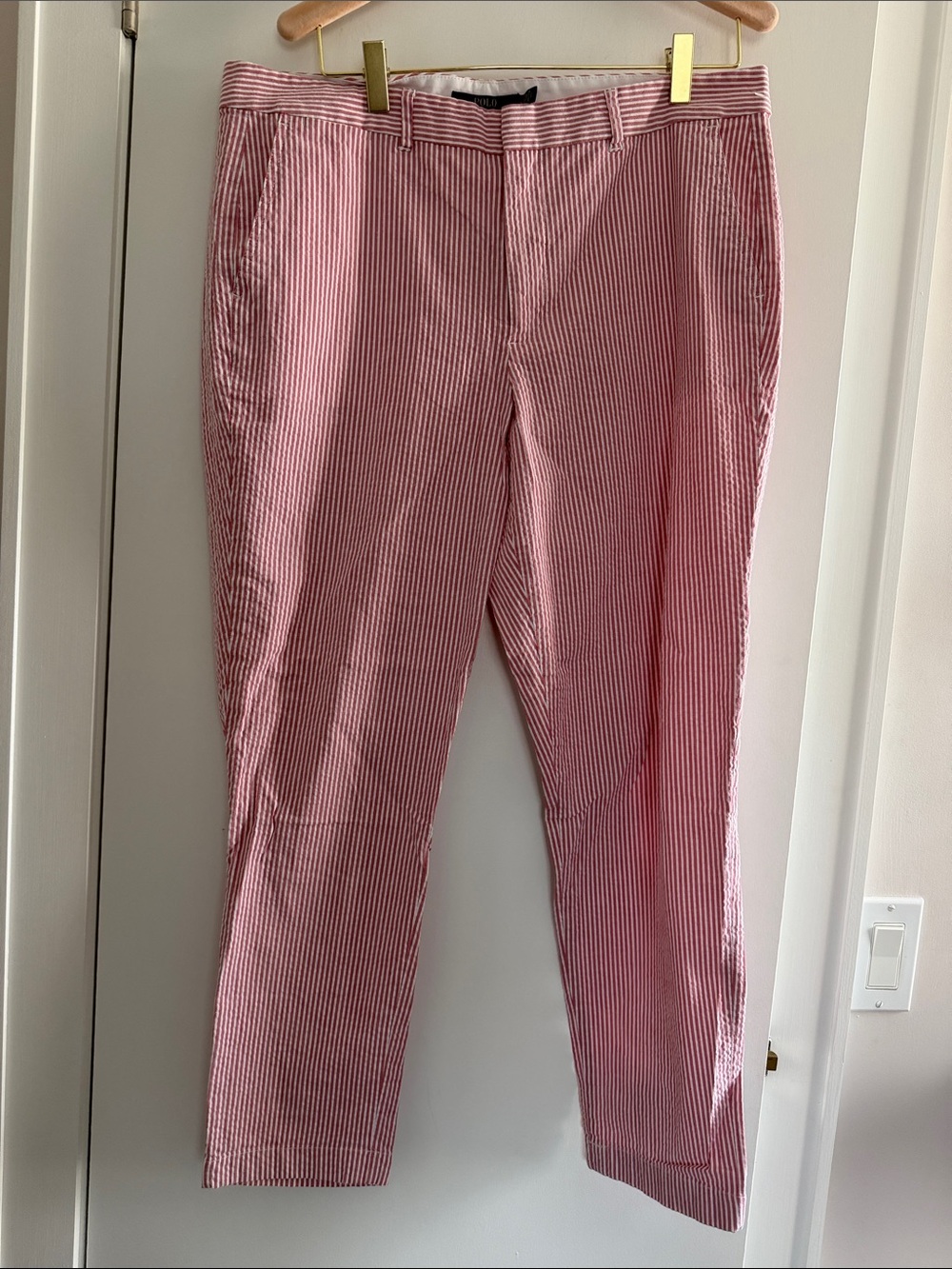 Polo Ralph Lauren Trouser Pink White Striped Cropped Pants Women 12
